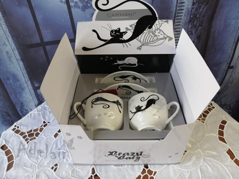 Porcelánová sada hrnků espresso 100 ml CARMANI Kočka