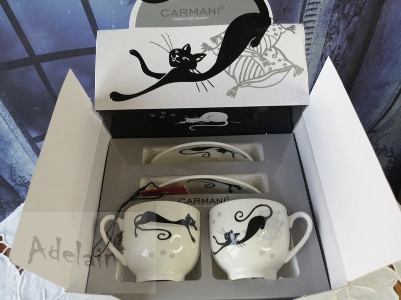 Porcelánová sada hrnků espresso 100 ml CARMANI Kočka